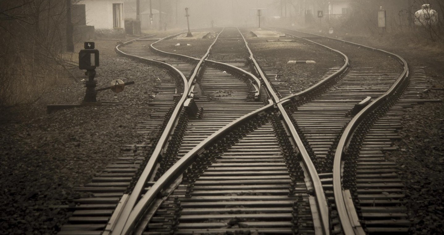 railroad tracks in city